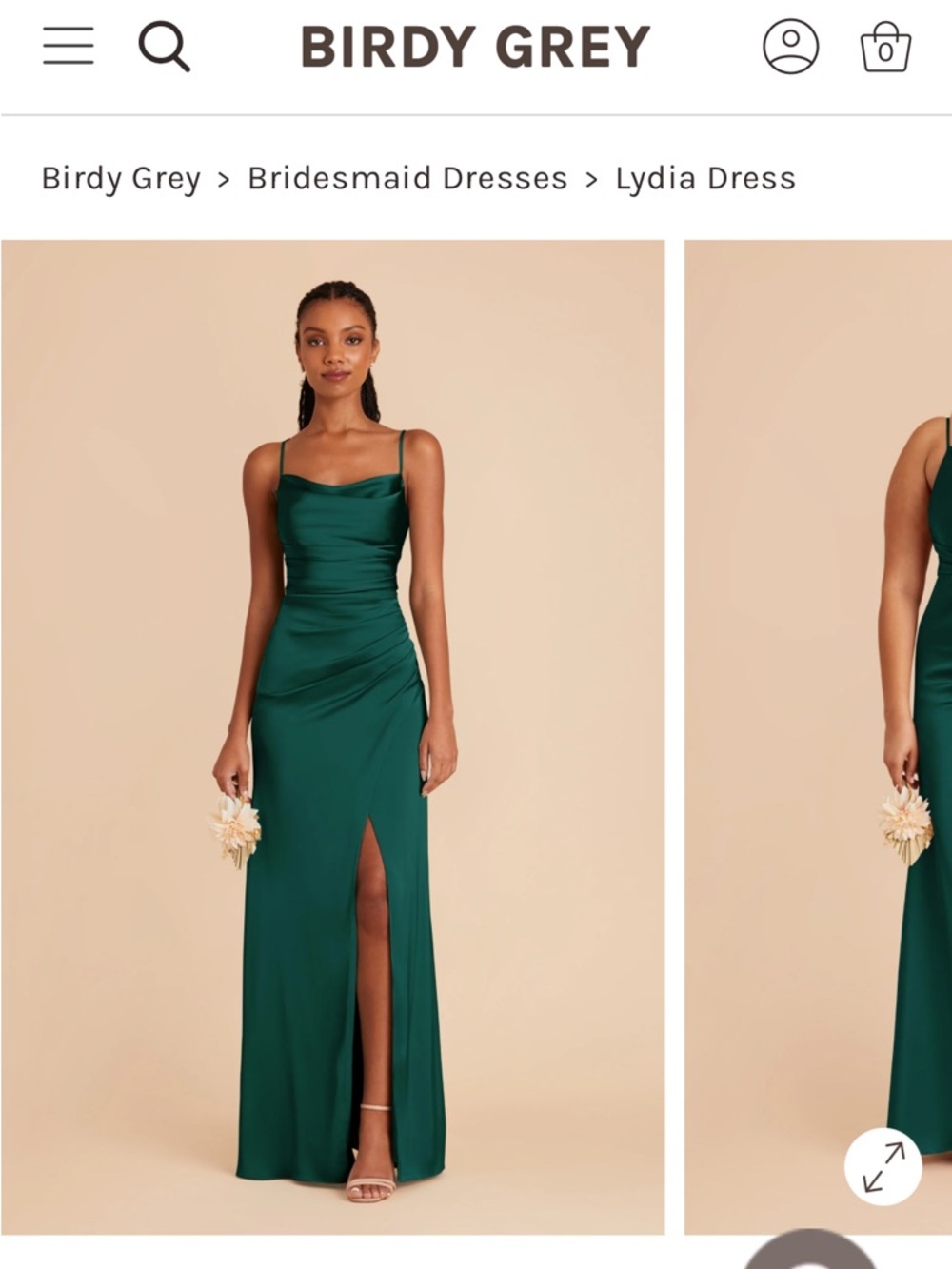 NWT Birdy Grey Lydia Bridesmaid Dress in Matte Satin Emerald